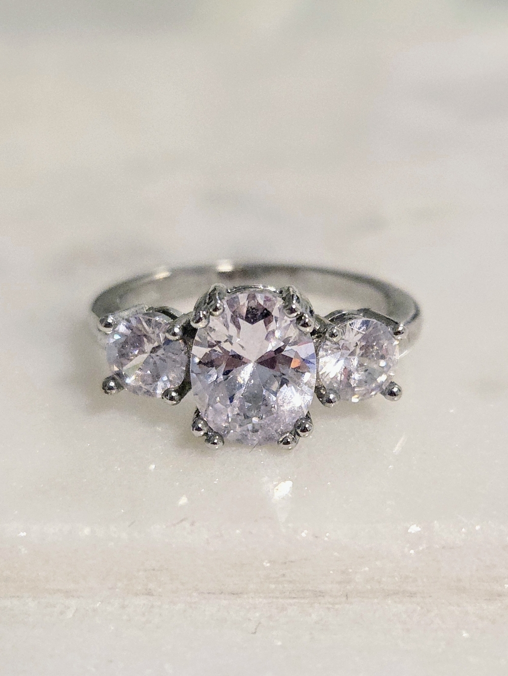 3 Stone Silver Ring
